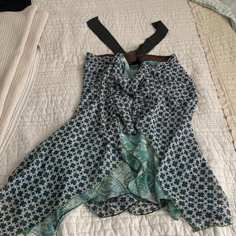 Katherine Story Reversible Wrap Skirt or Sarong Dress with Leather belt NWT